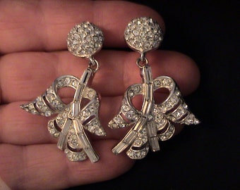 Vintage Pave Crystal Rhinestone Screw Back Earrings