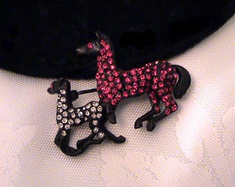 Vintage Signed CAPRI Small Figural Running Horses Pin