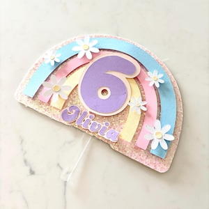 Personalized Cake Topper for Birthday Birthday Cake Rainbow Decor Baby&#39;s smash cake for first birthday Girly birthday cake topper