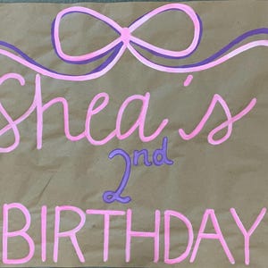 Handpainted Birthday Banner for party Decor for kids party Custom hand drawn and Handpainted banner for holiday Baby Shower Banner
