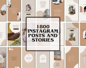 Plus de 1 800 modèles de toile Instagram neutres | Articles, histoires, bobines (téléchargement numérique)