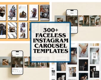 Plus de 300 modèles de carrousel Instagram sans visage | Kit réseaux sociaux Aesthetic Canvas | Diapositives TikTok et IG | Produit numérique DPP MRR