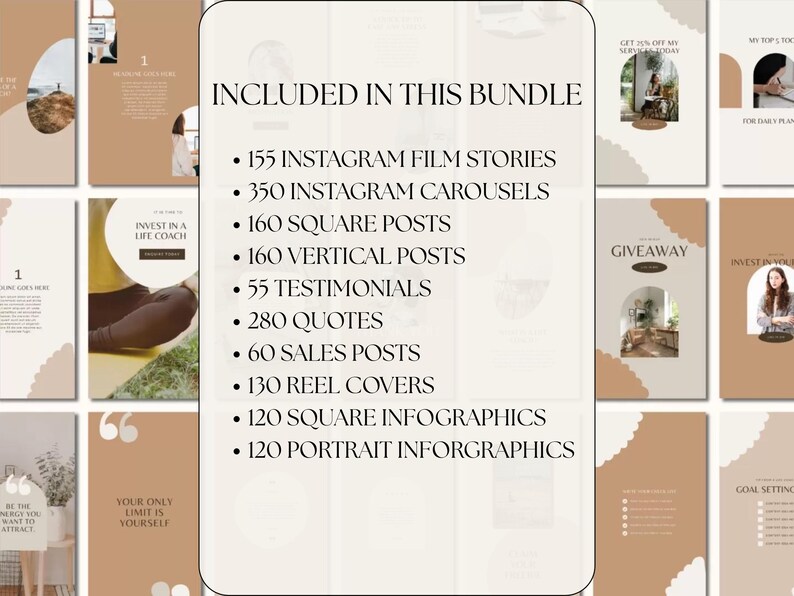 1800 Instagram Post Templates for Canva | Neutral Social Media Kit ...