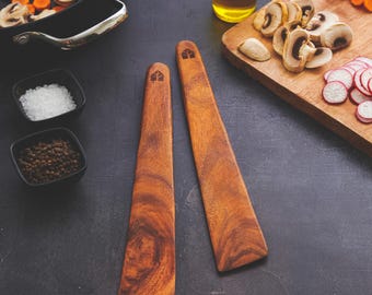 Teak Wood Spatula Set: Hand Carved Eco-Friendly Cooking Utensils