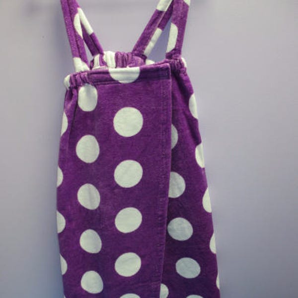 Spa Wrap Children's Personalized Size Small Purple, Turquoise, or Black Polka Dot Towel Wrap FREE SHIPPING