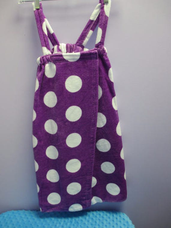 Spa Wrap Children's Personalized Size Small Purple, Turquoise, or Black Polka Dot Towel Wrap FREE SHIPPING