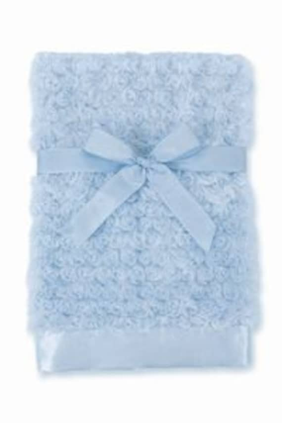 Baby Blanket Personalized Swirly Blue Minky