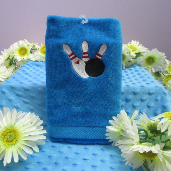 Personalized Bowling Towel With Monogram & Clip - 100% Cotton Premium Terry 16x26 Inches - View #7