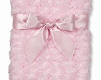 Baby Blanket Personalized Swirly Pink Minky