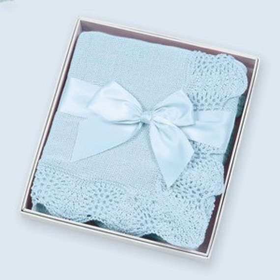 Baby Blanket Personalized Blue Vintage