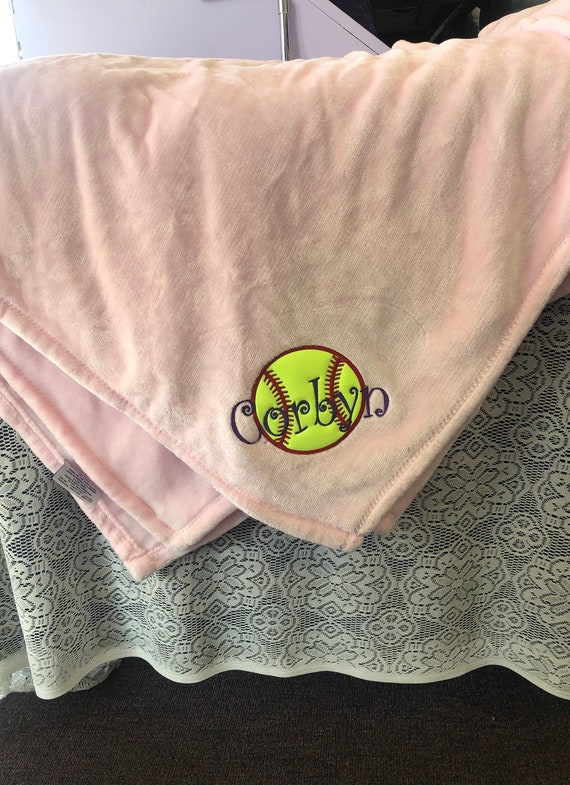 Custom Oversize 50" x 70" Blanket Microfiber Fleece Personalized baseball or softball, customized, embroidered, team gift