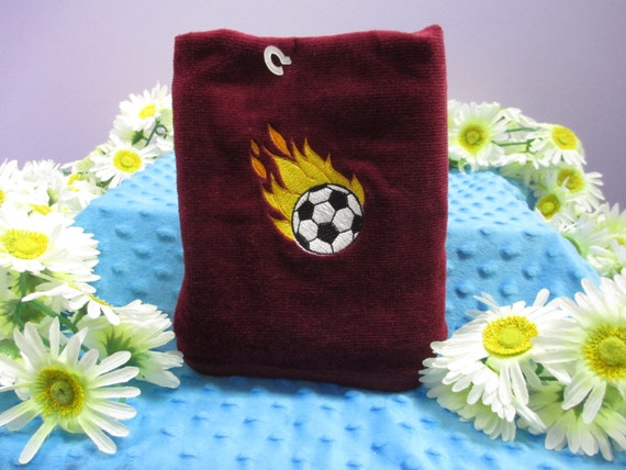 Sports Towel Personalized Soccer Ball on Fire