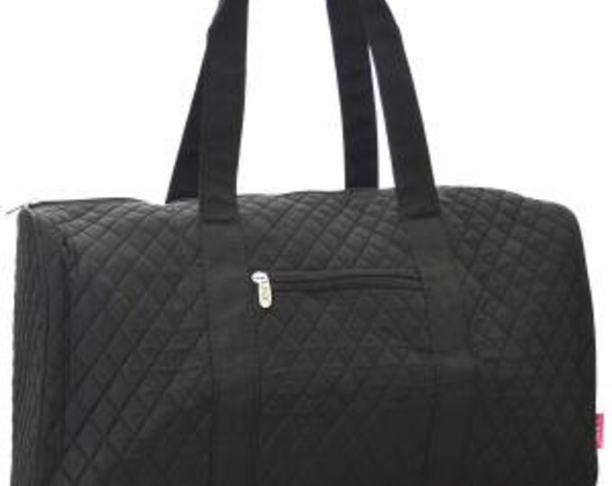Black Quilted Duffle Bag With Personalized Embroidery Etsy