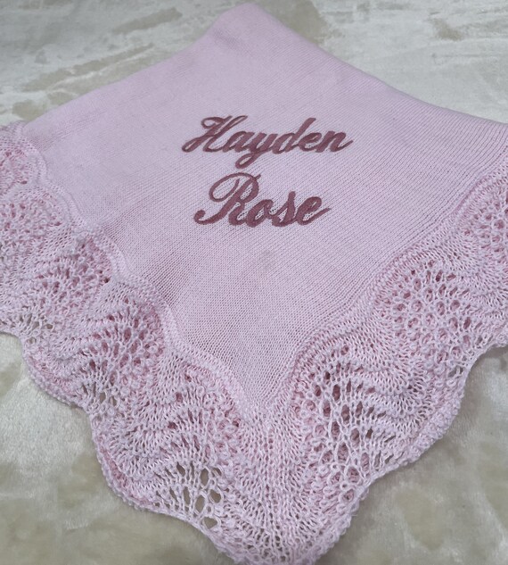 Baby Blanket Personalized Pink Vintage