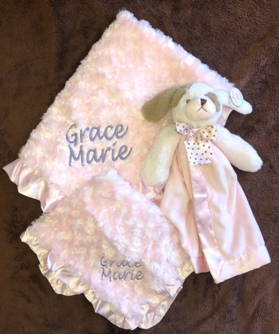 Personalized Snuggle Buddy Pink Puppy Set