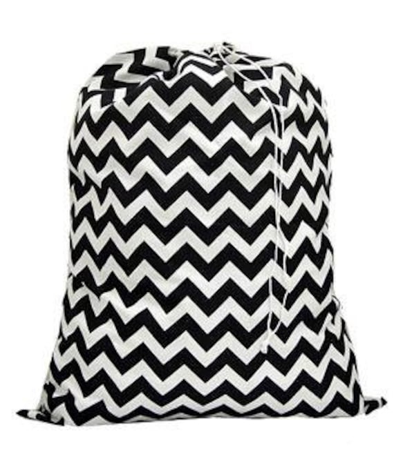 Laundry Bag Black Chevron Print with Personalized Embroidery, back to school, college, summer camp, graduation, FREE SHIPPING