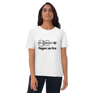 Fingers on Fire T-Shirt - Violin Graphic Tee, Music Lover Gift, Violinist Apparel, Fun Music Shirt, Music Fashion for Women, Music Gifts