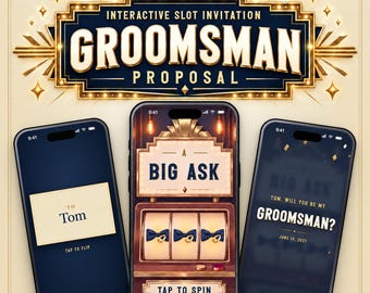 Gioco di slot machine per la proposta del testimone dello sposo: carta da casinò vintage interattiva (download digitale)