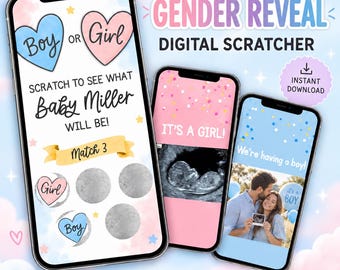 Juego interactivo de rasca y gana para revelar el sexo del bebé: revelación digital personalizable (descarga instantánea)