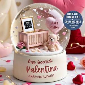 Valentine’s Pregnancy Announcement – Romantic Baby Reveal Sign, Editable Canva Template, Digital Download