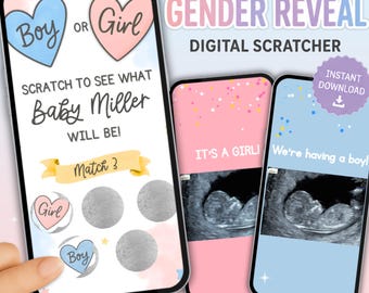 Interactive Gender Reveal Scratch Game – Customizable Digital Reveal (Instant Download)