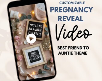 Pregnancy Announcement Video – Editable Canva Template, Auntie Reveal, Instant Digital Download