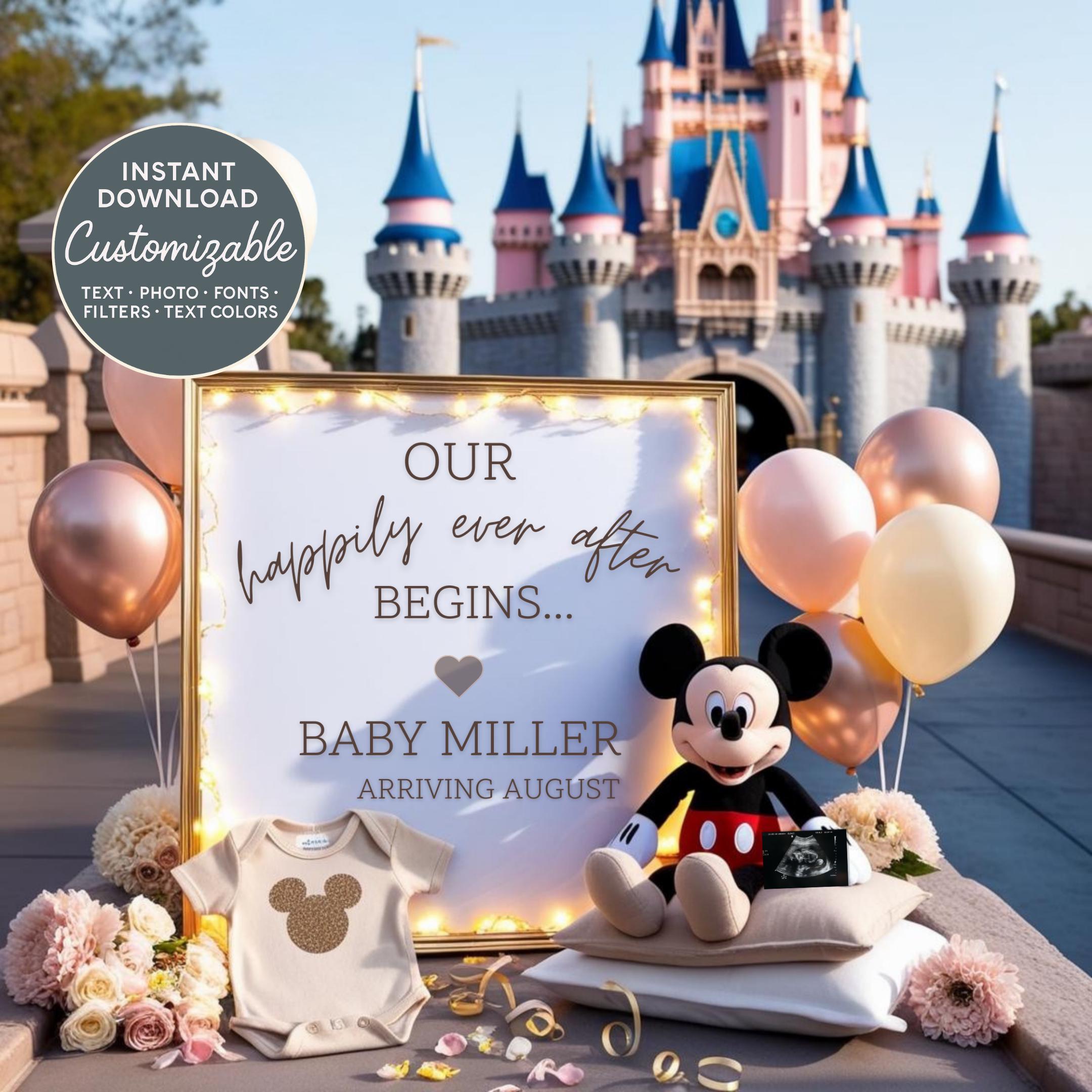 Disney-themed Pregnancy Announcement – Editable Canva Template