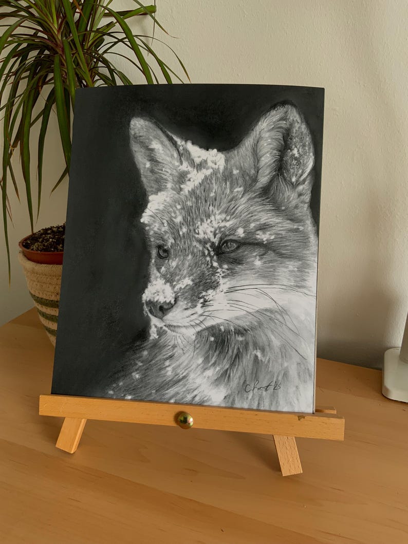 Graphitew Fox Graphite Fox Drawing PRINT – Winter Wildlife Art - Etsy UK