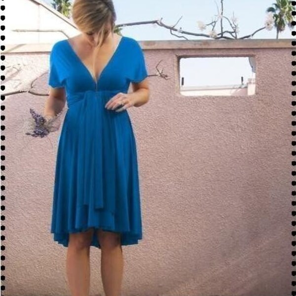 Convertible Infinity Bridesmaid Wrap Dress - Purple Turquoise Black Gray and Fuchsia