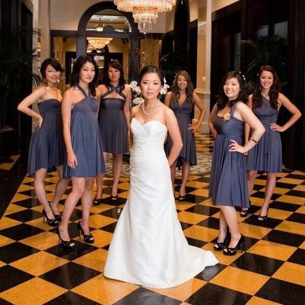 Convertible Infinity Bridesmaid Wrap Dress - Purple Black Red Turquoise and Gray