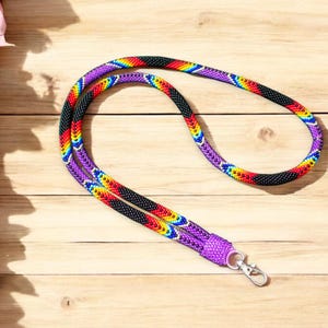 Purple Beaded Lanyard - Custom Length with Breakaway Clasp for Everyday Use