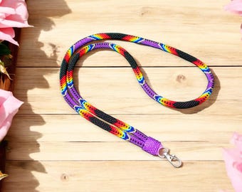 Purple Beaded Lanyard - Custom Length with Breakaway Clasp for Everyday Use