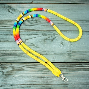 Vibrant Yellow Beaded Lanyard – Perfect Gift for Nurses ,Teachers, Breakaway Function and Custom Length!