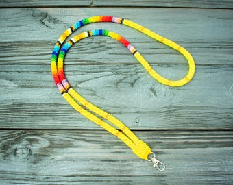 Vibrant Yellow Beaded Lanyard – Perfect Gift for Nurses ,Teachers, Breakaway Function and Custom Length!