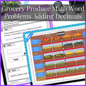 Grocery Store Math Adding Decimals Word Problems | Money Life Skills 4th 5th 6th Grade (Digital Download)
