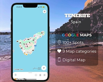Tenerife Travel Map Google Maps | 100+ Spots Tenerife | Canary Islands Digital Download PDF