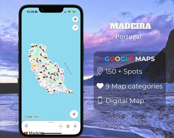 Madeira Travel Map Google Maps | 150+ Spots Portugal Island | Hiking Trails Viewpoints Beaches Digital Download PDF