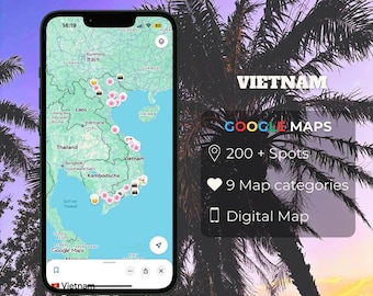 Vietnam Travel Map | 200+ Spots | Digital Guide | Vegan Food Beaches Cafés Spa Activities | PDF Download