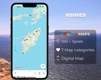 Rhodes Travel Map | 100+ Best Spots | Greece Digital Guide | Beaches Cafés Food Activities | Instant PDF