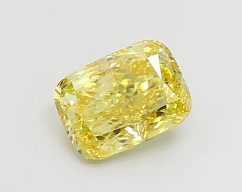 3.22 CT Cushion Cut Fancy Yellow Lab Grown Diamond For Engagement Ring