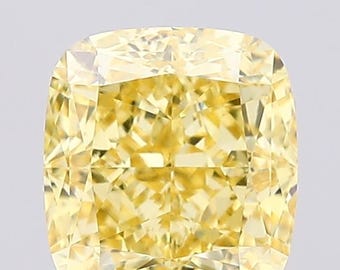 3.32 CT Cushion Cut Fancy Yellow Lab Grown Diamond For Engagement Ring