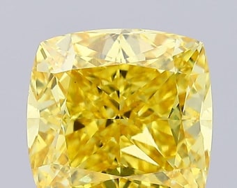 3.75 CT Cushion Cut Fancy Yellow Lab Grown Diamond For Engagement Ring