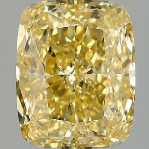 3 CT Cushion Cut Fancy Yellow Lab Grown Diamond For Engagement Ring
