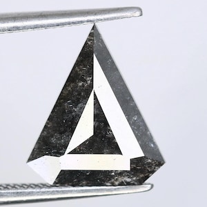 1.20 Carat Trillion Cut Salt and Pepper Diamond – Natural Triangle Shaped Loose Rustic Galaxy Gray Celestial Diamond