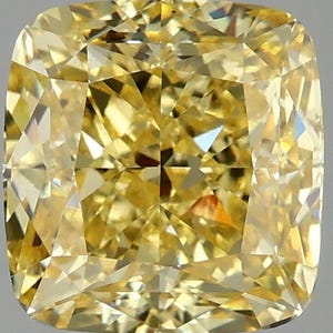 3 CT Cushion Cut Fancy Yellow Lab Grown Diamond For Engagement Ring