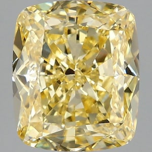 3 CT Cushion Cut Fancy Yellow Lab Grown Diamond For Engagement Ring