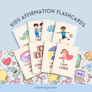 Cartes d'affirmation positive pour enfants, cartes-éclair imprimables sur la pleine conscience, PDF sur l'estime de soi, activité de développement de la mentalité, outil pour se calmer