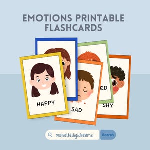 16 Flashcards de Emoções para Imprimir para Crianças | Emoções para Imprimir para Crianças Pequenas e Pré-Escolares | Cartões de Sentimentos Montessori