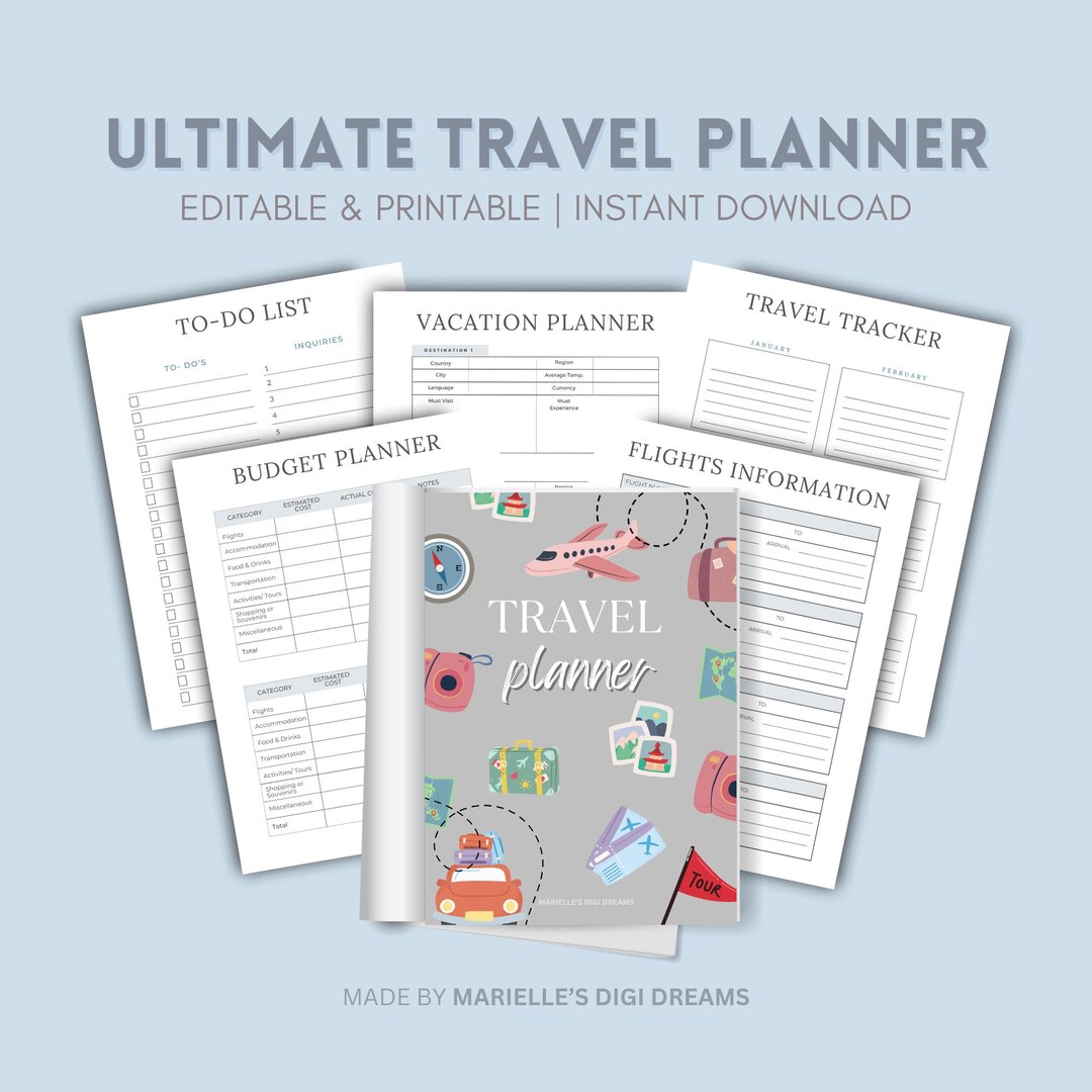 Travel Planner Printable Bundle – Vacation, Road Trip & Family Trip ...