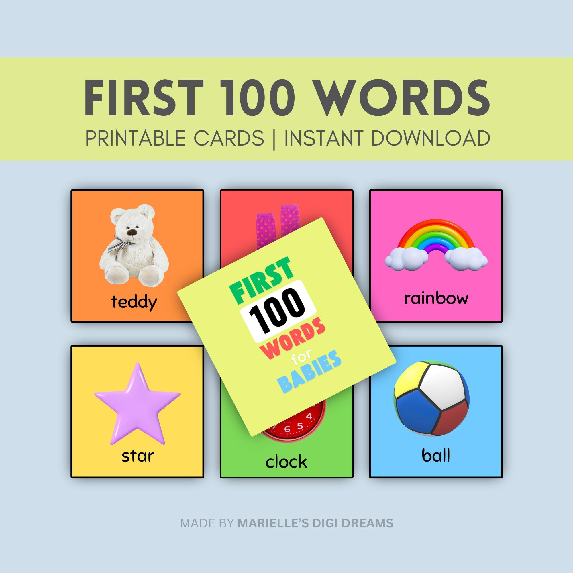 First Words Printable Cards – Alphabet Flashcards for Babies & Toddlers ...